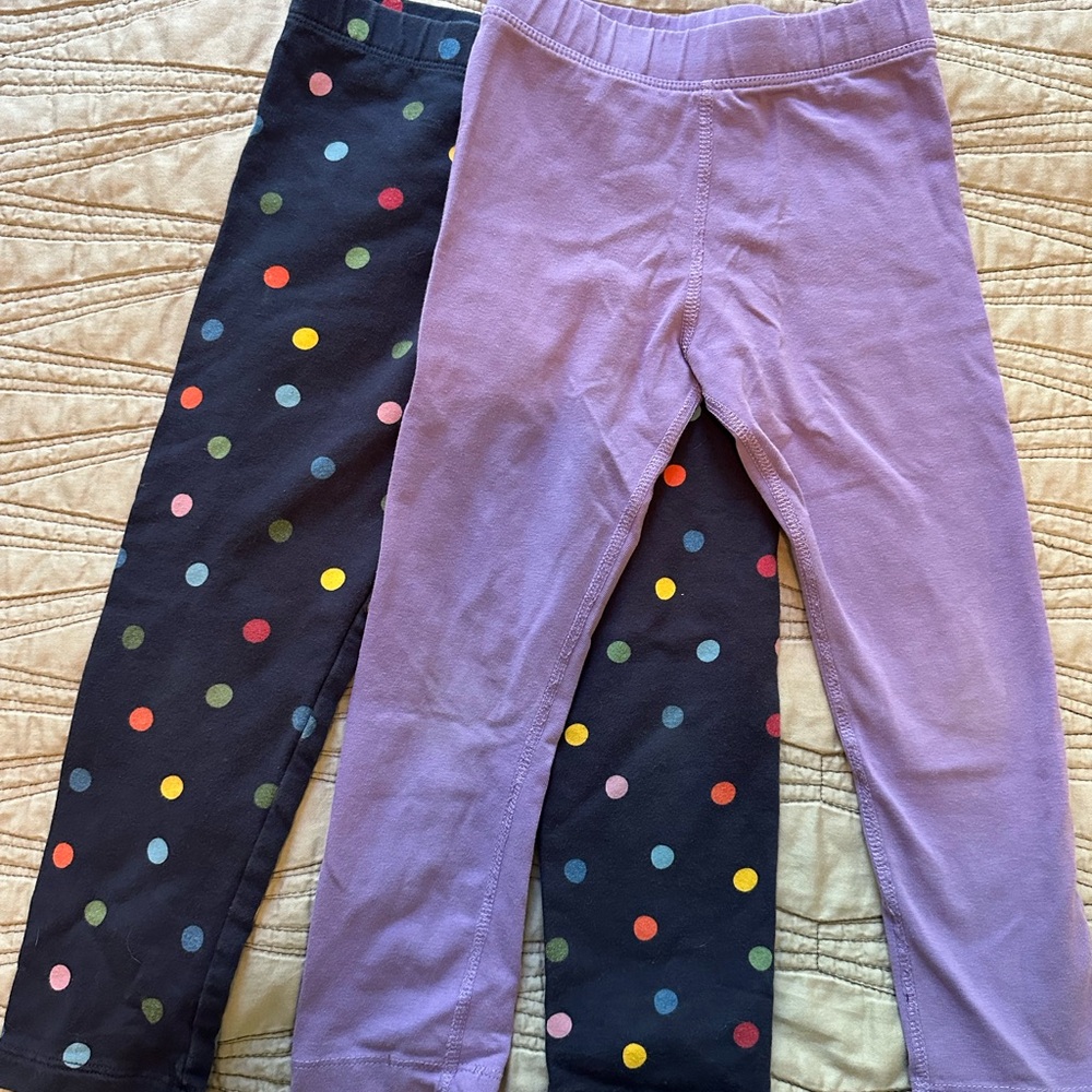 4T Primary leggings cozy Polka Dot & Solid Purple